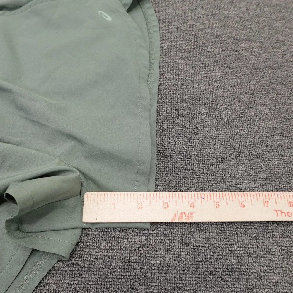 ASICS Shorts Womens Small Green Lined 4.5 In Inseam Running Drawstring Pockets